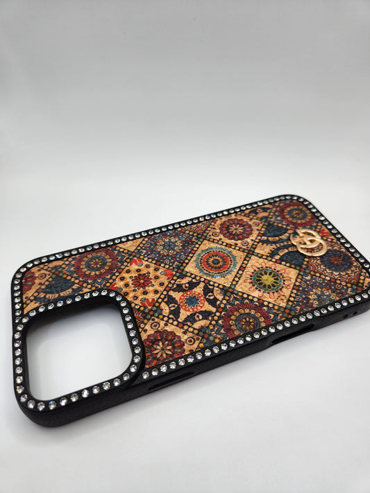 ✨Coque iPhone Luxe Bohème avec Strass – Motifs Mandala Éblouissants – Compatible iphone 16 pro max iphone 14 pro max