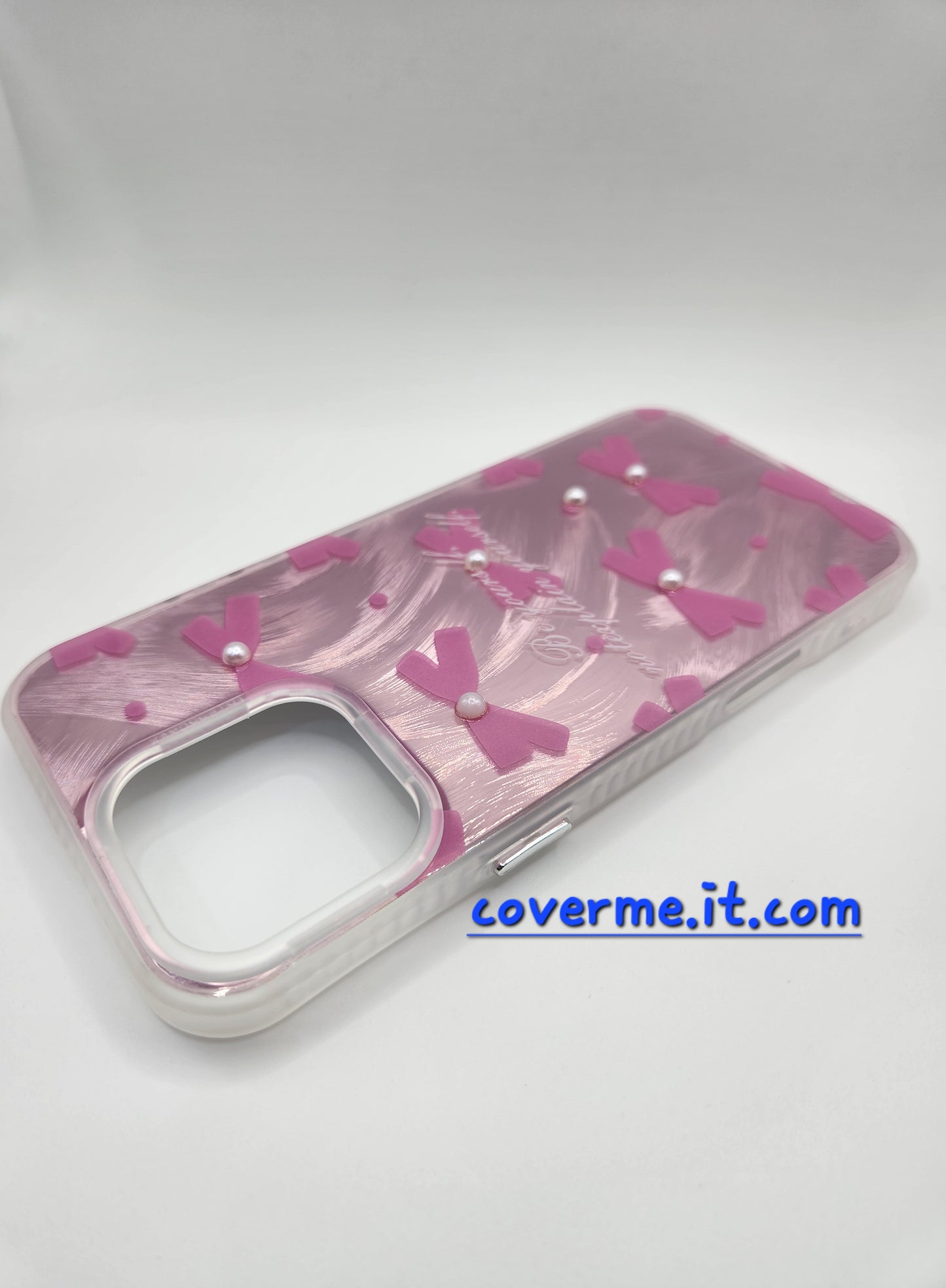 🩷Coque iPhone Féminine Élégante – Design Rubans & Perles, Style Brillant Compatible iphone 16 pro max iphone 15 pro max