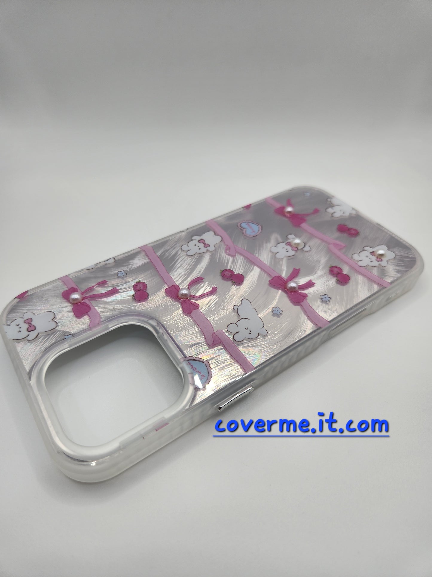 🩷Coque iPhone Féminine Élégante – Design Rubans & Perles, Style Brillant Compatible iphone 16 pro max iphone 14 pro max