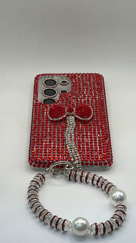 بوشيط آيفون فاخر مزين بأحجار لامعة مع سوار يد أنيق(SAMSUNG S26 ULTRA)