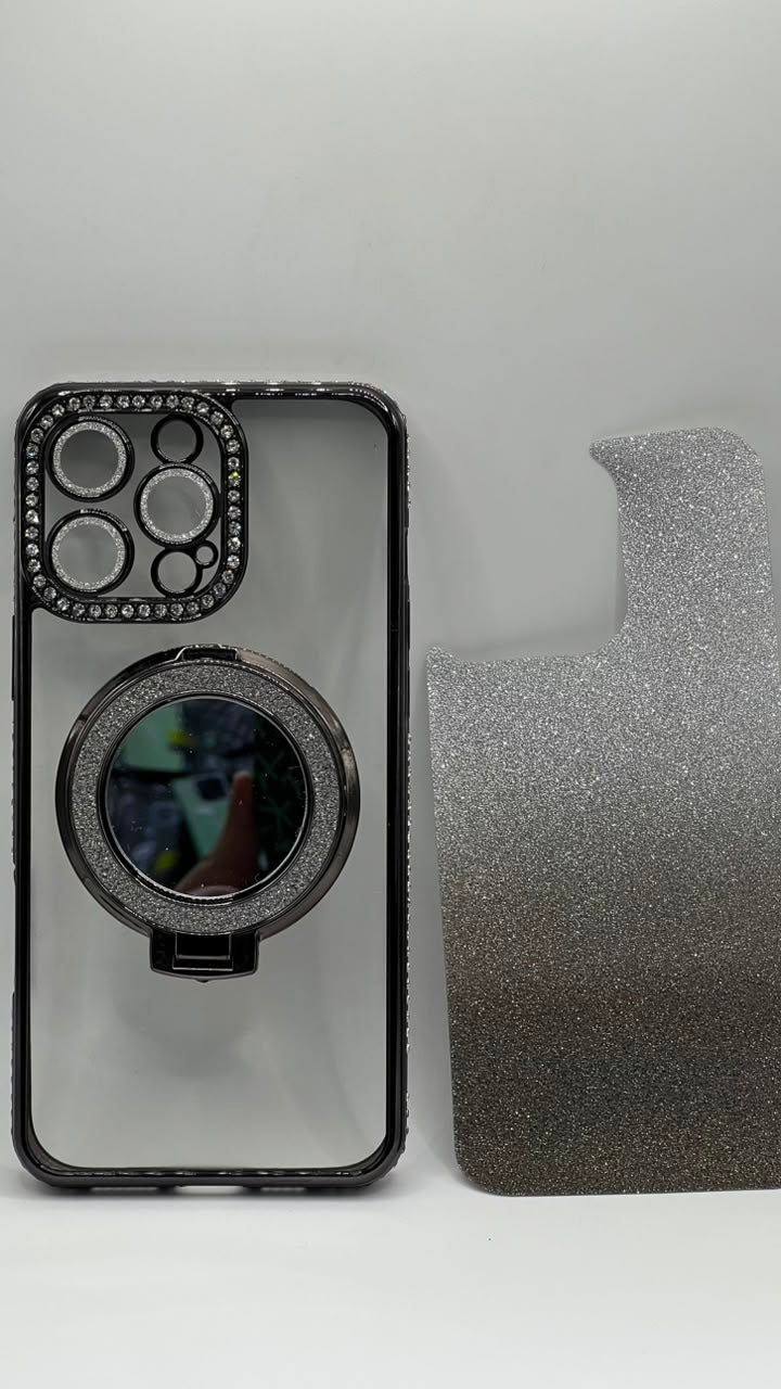 بوشيط آيفون فاخر لامع مع حلقة مغناطيسية وحماية للكاميرا(IPHONE 16 PRO)