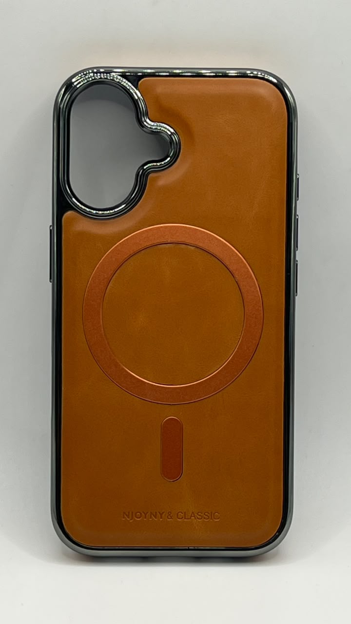 بوشيط جلد طبيعي فاخر للآيفون  تصميم أنيق وحماية متكاملة(IPHONE 16 NORMAL)