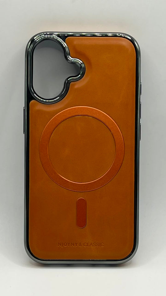 بوشيط جلد طبيعي فاخر للآيفون  تصميم أنيق وحماية متكاملة(IPHONE 16 NORMAL)