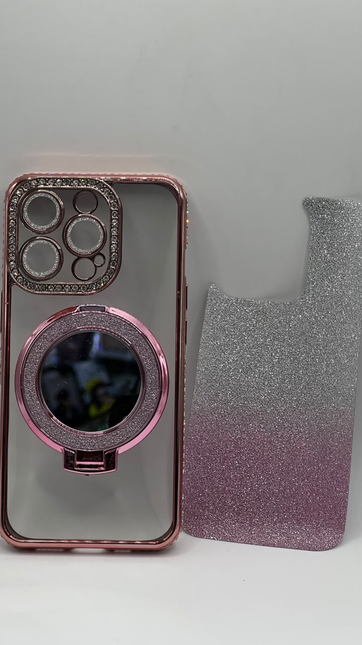 بوشيط آيفون فاخر لامع مع حلقة مغناطيسية وحماية للكاميرا(IPHONE 16 PRO)