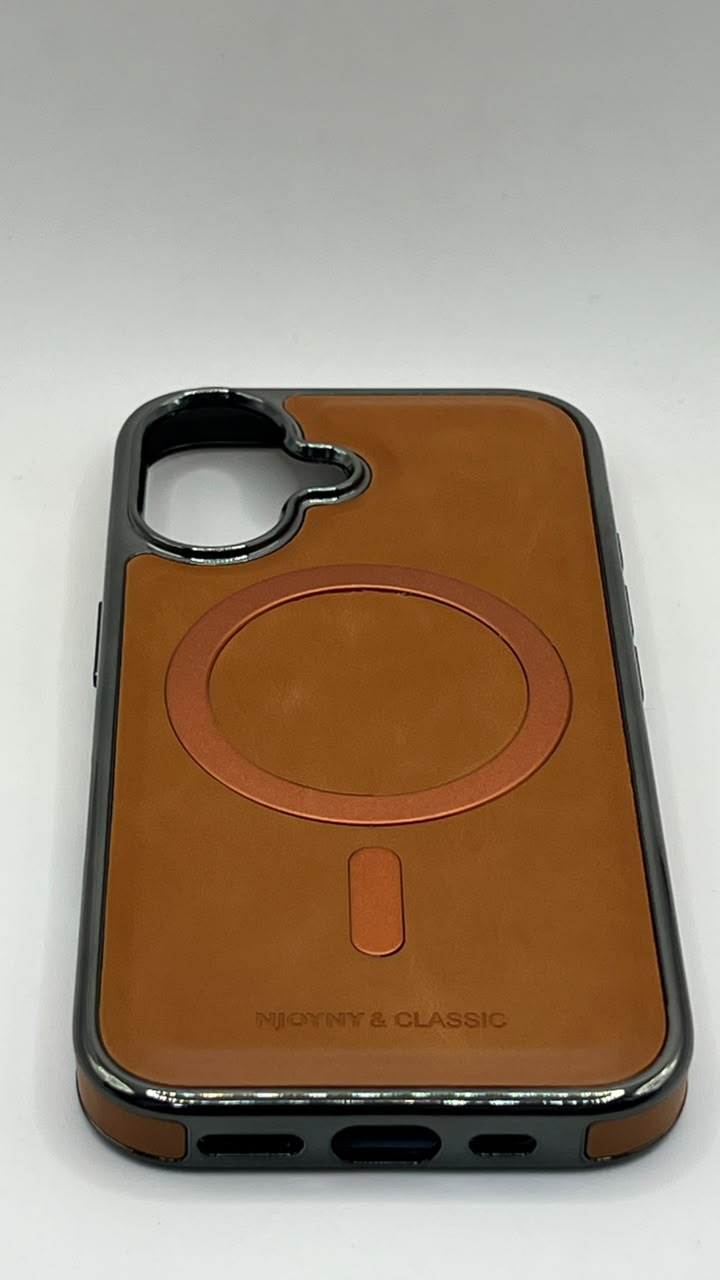 بوشيط جلد طبيعي فاخر للآيفون  تصميم أنيق وحماية متكاملة(IPHONE 16 NORMAL)