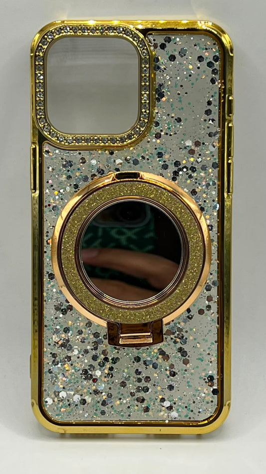 بوشيط آيفون فاخر لامع مع حلقة مغناطيسية وحماية للكاميرا(IPHONE 15 PRO MAX)
