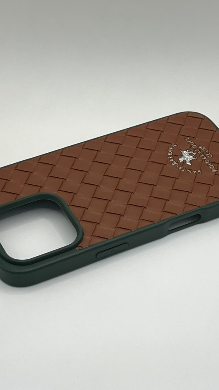بوشيط فاخر بتصميم جلد مجدول حماية أنيقة وجودة عالية(IPHONE 16 PRO)