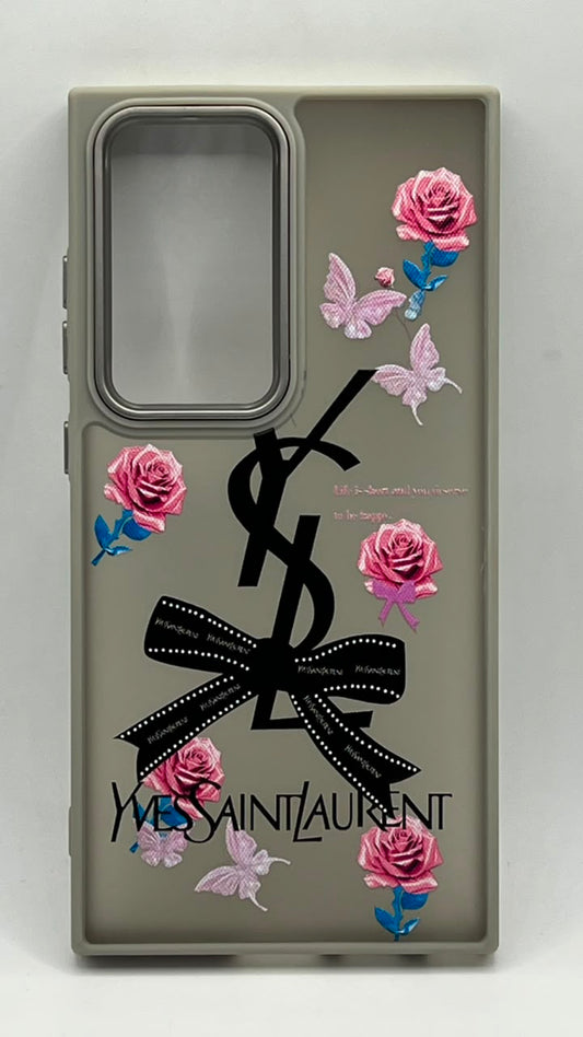 بوشيط فاخر بتصميم الورود والفراشات حماية أنيقة للهاتف(SAMSUNG S24 ULTRA)