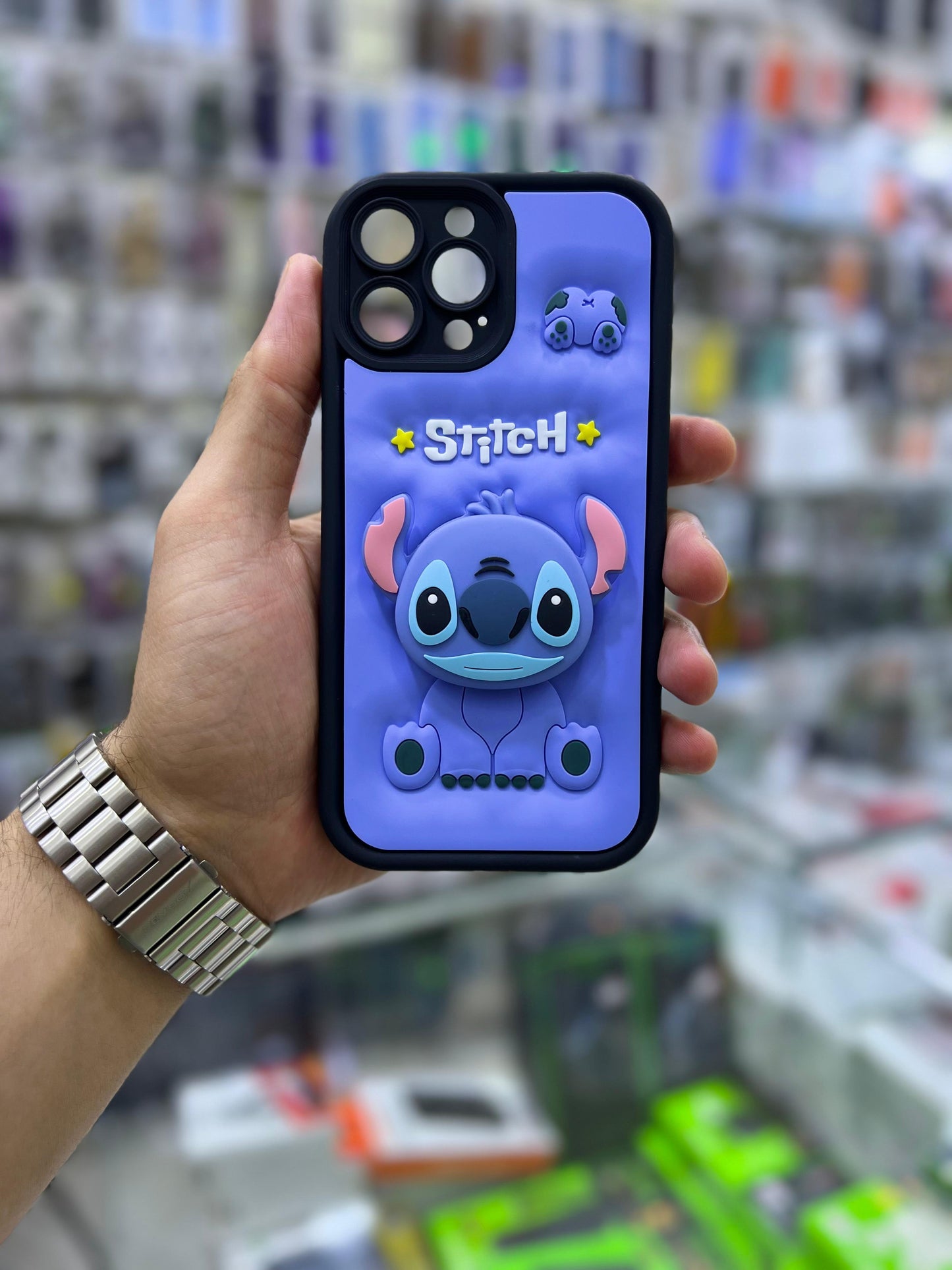 بوشيط سيليكون ثلاثي الأبعاد مع حامل مدمج  حماية وأناقة(IPHONE 13 PRO MAX)