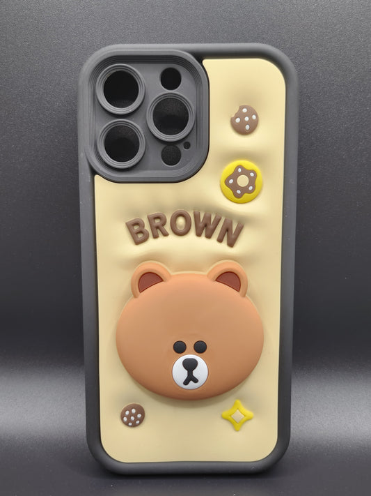 Coque Silicone 3D Design Mignon – Série Personnages & Papillons Brown