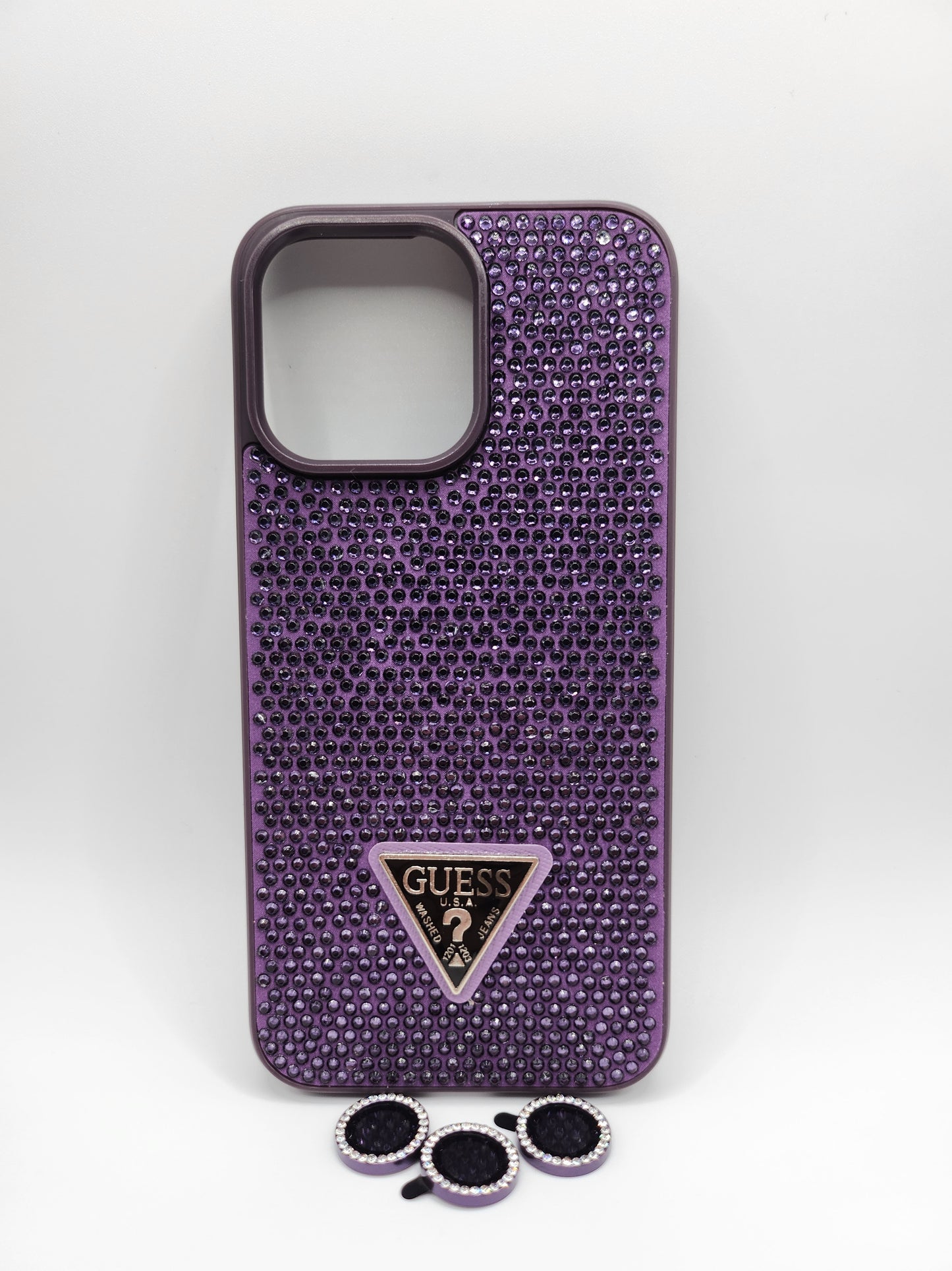 Coque de luxe GUESS avec strass brillants et protection caméra – Design élégant