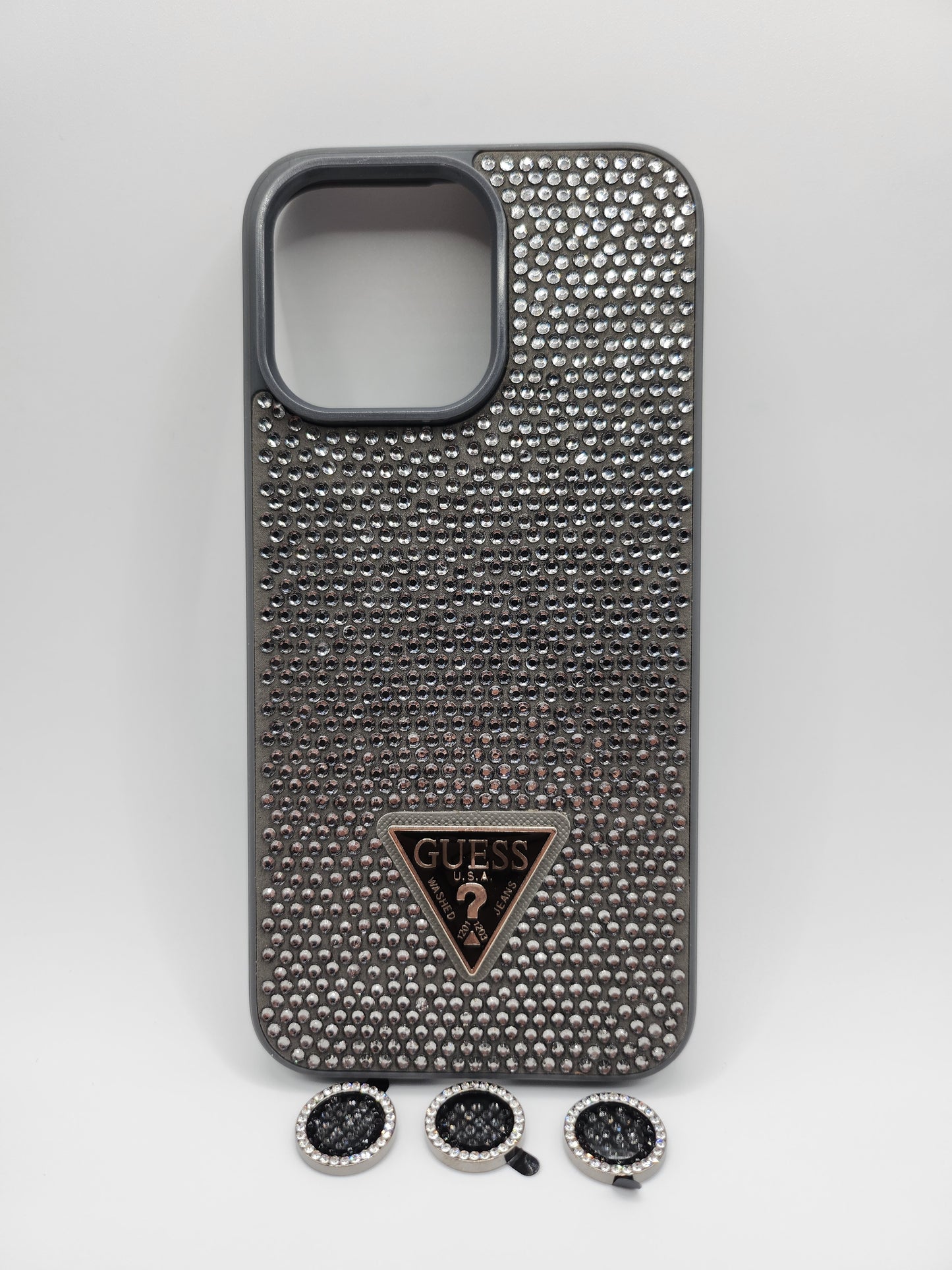 Coque de luxe GUESS avec strass brillants et protection caméra – Design élégant