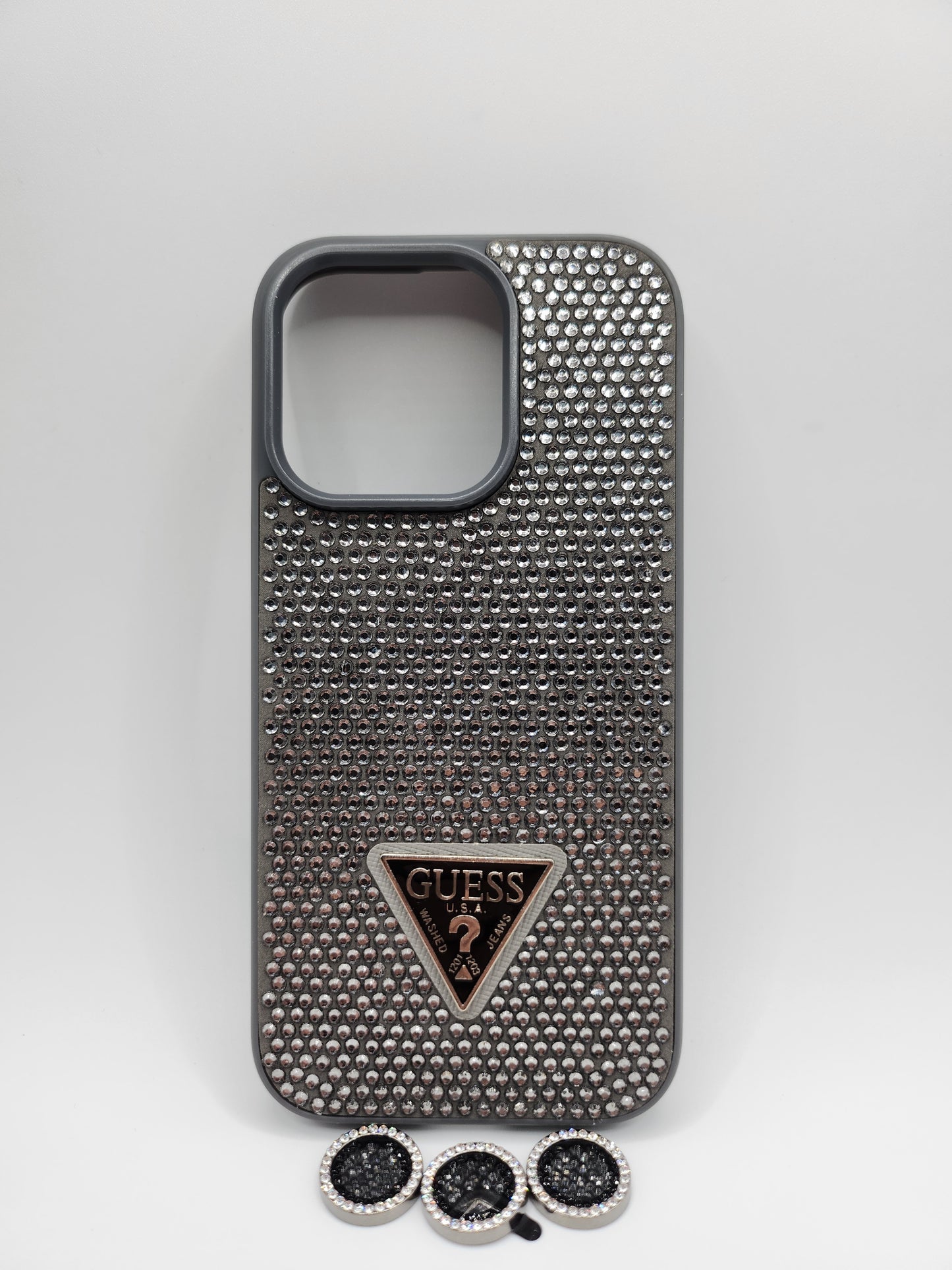 Coque de luxe GUESS avec strass brillants et protection caméra – Design élégant