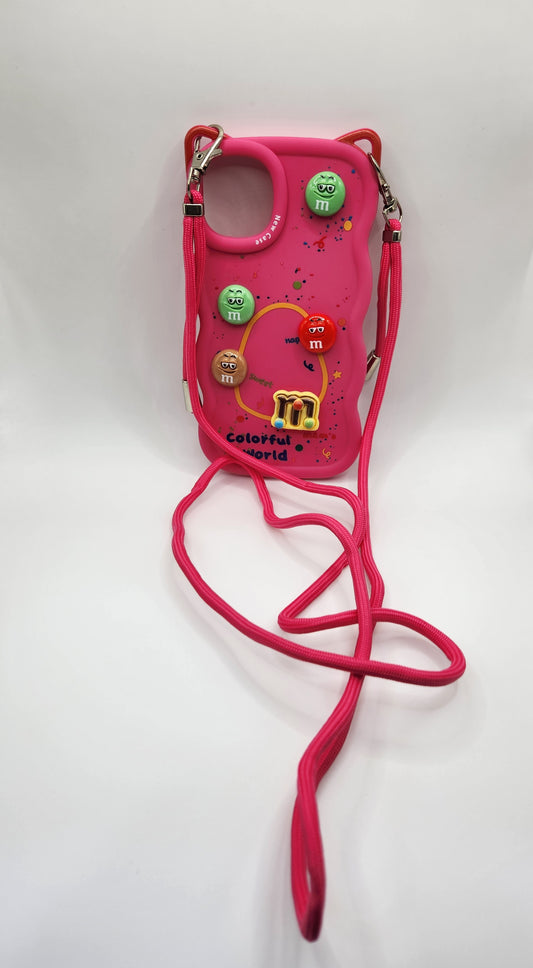 Coque M&amp;M's Colorée avec Cordon – "Colorful World"