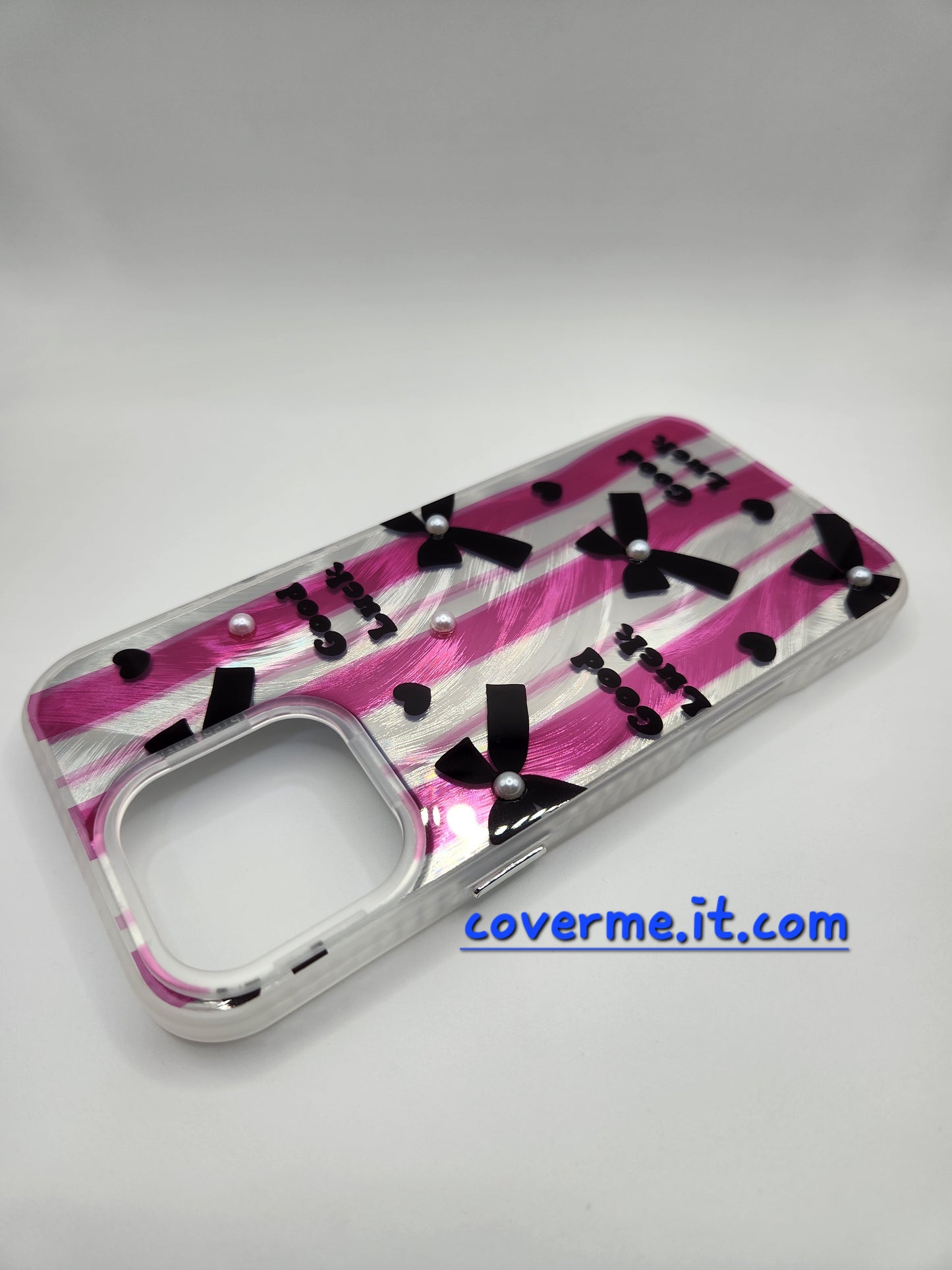 🩷Coque iPhone Féminine Élégante – Design Rubans & Perles, Style Brillant Compatible iphone 16 pro max iphone 15 pro max iphone 14 pro max iphone 13 pro max iphone 12 pro max iphone 12 iphone 12 pro