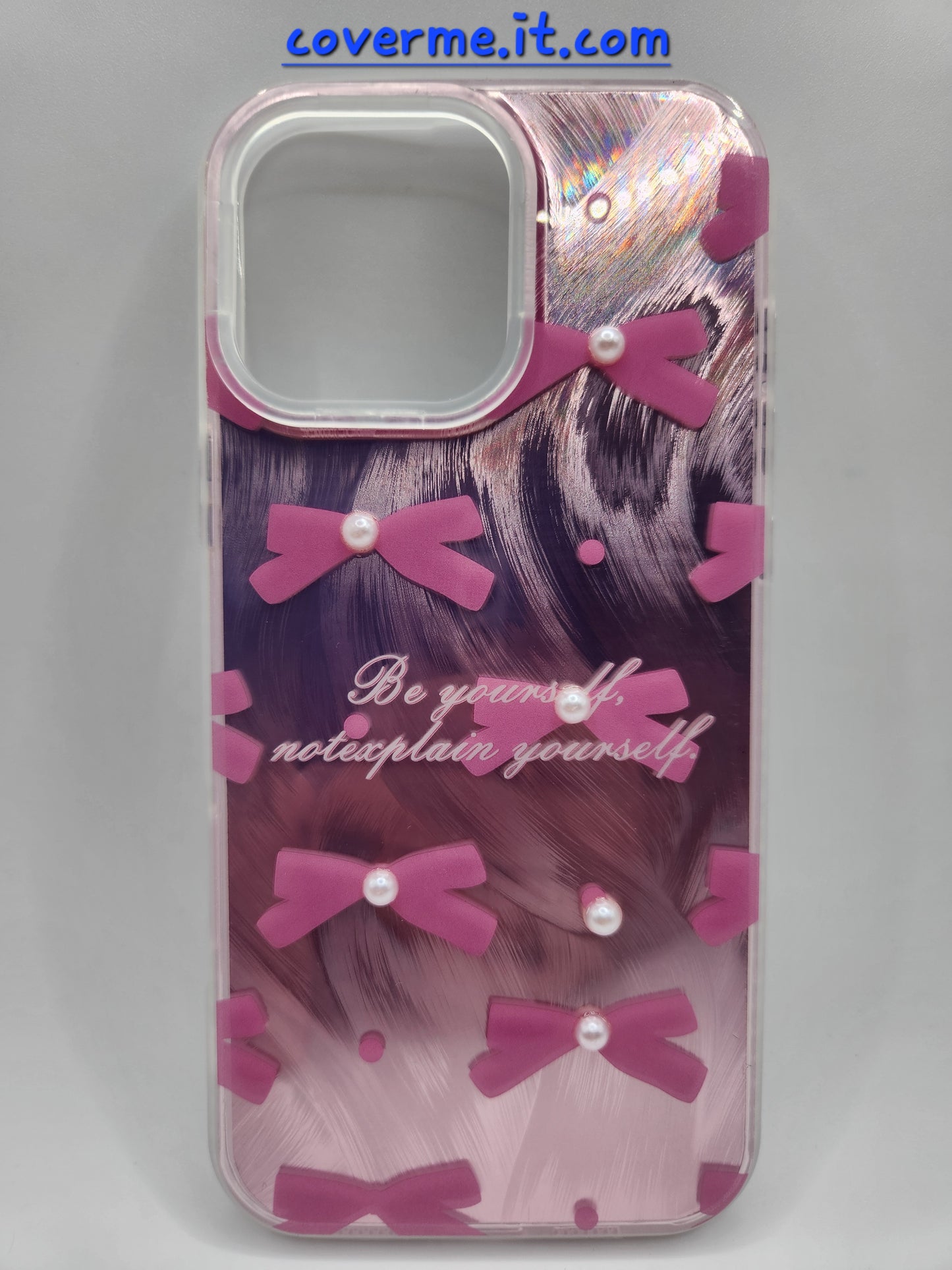 🩷Coque iPhone Féminine Élégante – Design Rubans & Perles, Style Brillant Compatible iphone 16 pro max iphone 15 pro max