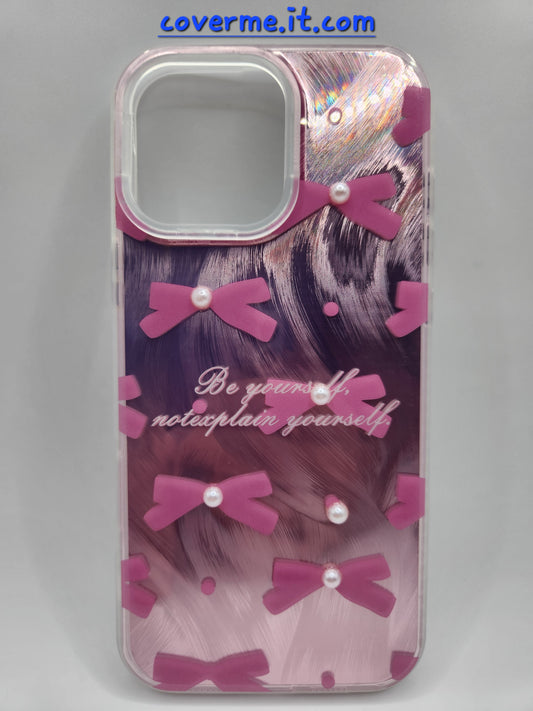 🩷Coque iPhone Féminine Élégante – Design Rubans & Perles, Style Brillant Compatible iphone 16 pro max iphone 15 pro max