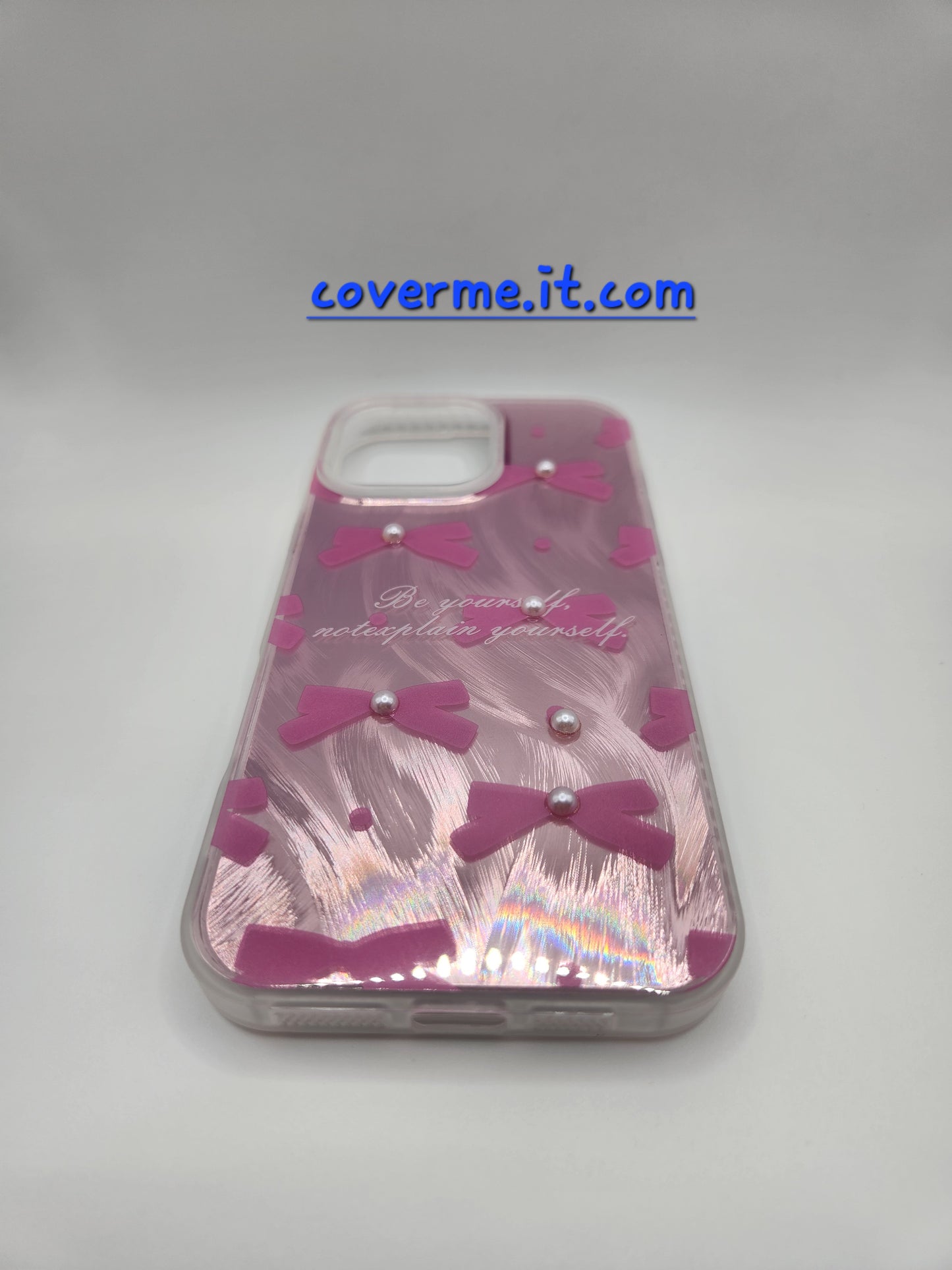 🩷Coque iPhone Féminine Élégante – Design Rubans & Perles, Style Brillant Compatible iphone 16 pro max iphone 15 pro max