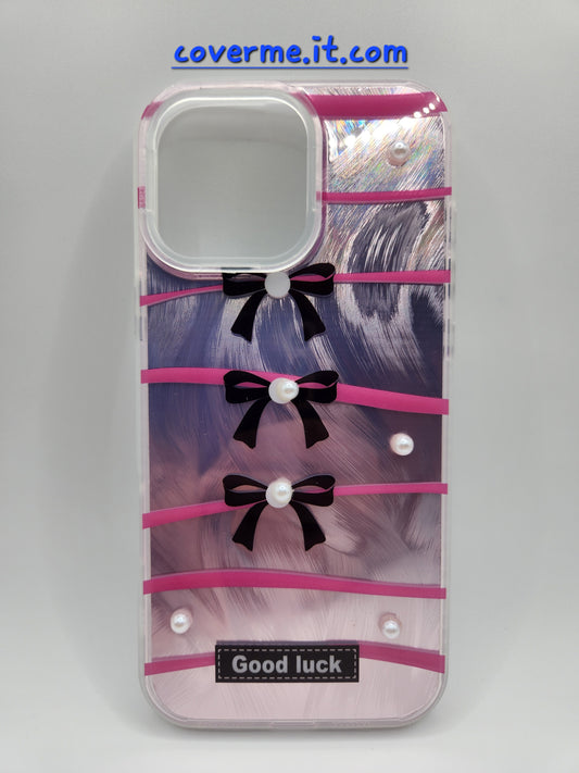 🩷Coque iPhone Féminine Élégante – Design Rubans & Perles, Style Brillant Compatible iphone 16 pro max iphone 14 pro max iphone 13 pro max iphone 12 iphone 12 pro
