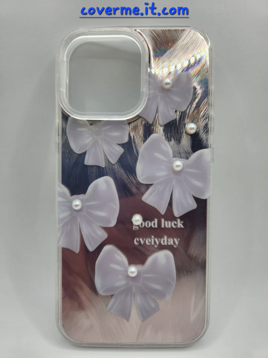 🩷Coque iPhone Féminine Élégante – Design Rubans & Perles, Style Brillant Compatible iphone 16 pro max iphone 15 pro max iphone 14 pro max iphone 12 pro max