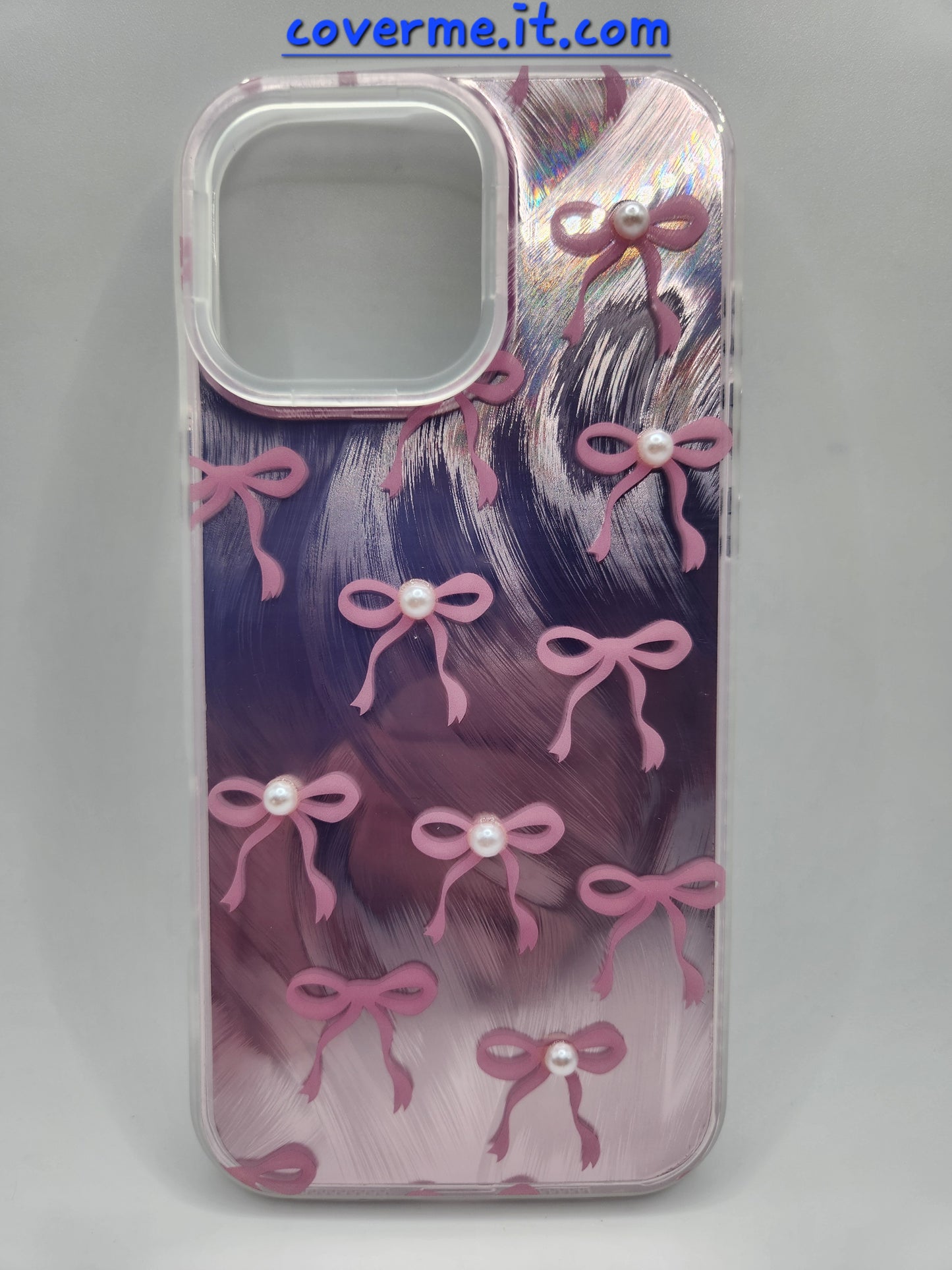 🩷Coque iPhone Féminine Élégante – Design Rubans & Perles, Style Brillant Compatible iphone 16 pro max