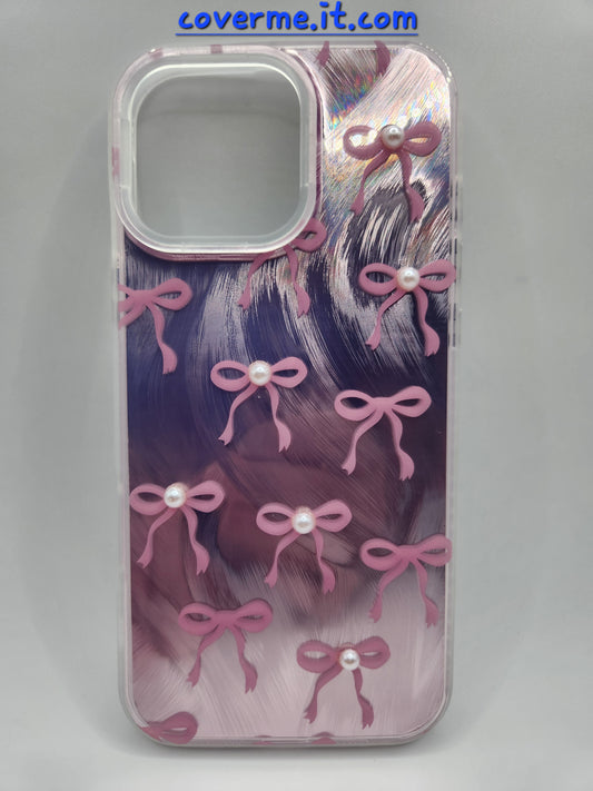 🩷Coque iPhone Féminine Élégante – Design Rubans & Perles, Style Brillant Compatible iphone 16 pro max