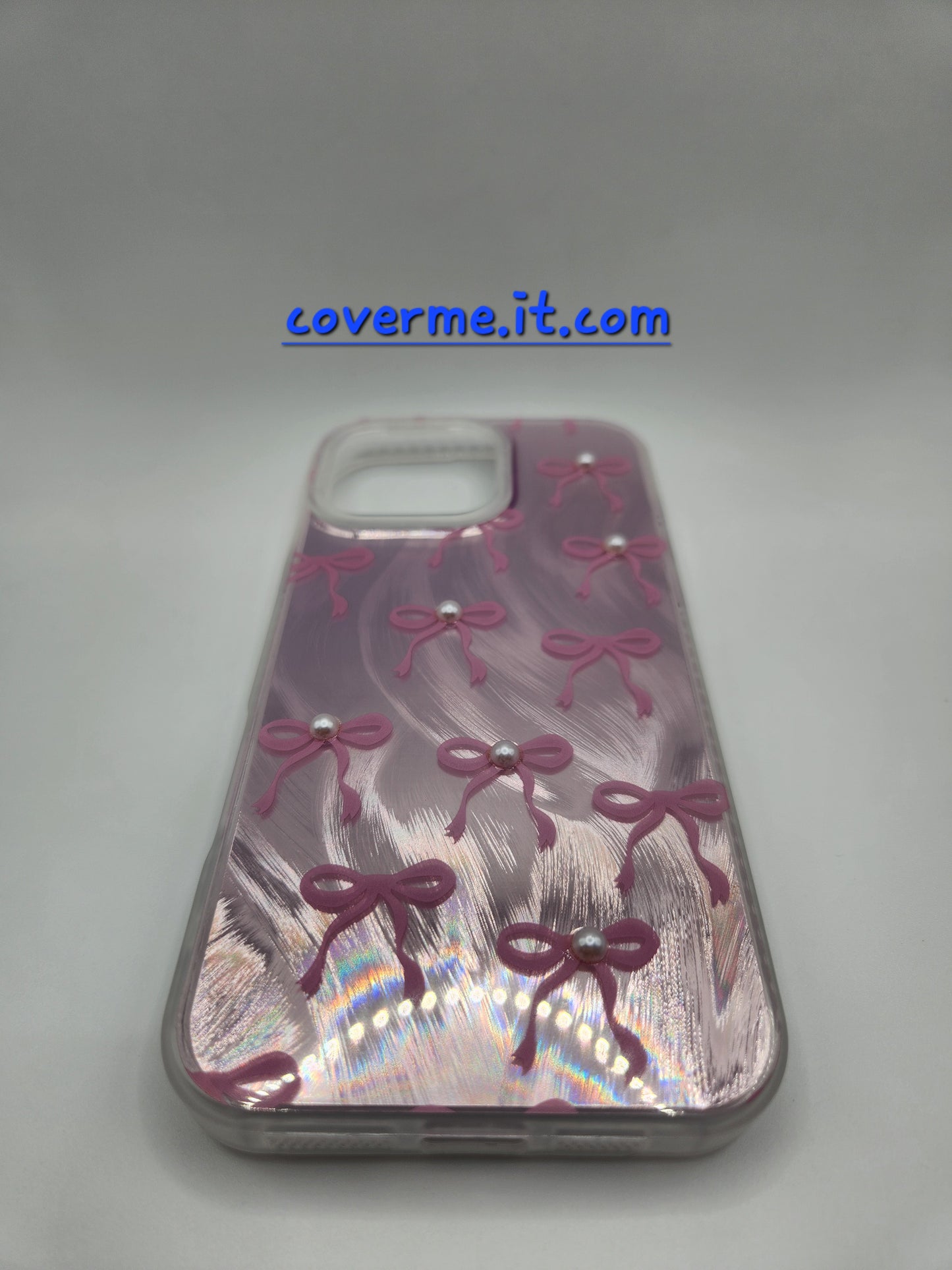 🩷Coque iPhone Féminine Élégante – Design Rubans & Perles, Style Brillant Compatible iphone 16 pro max