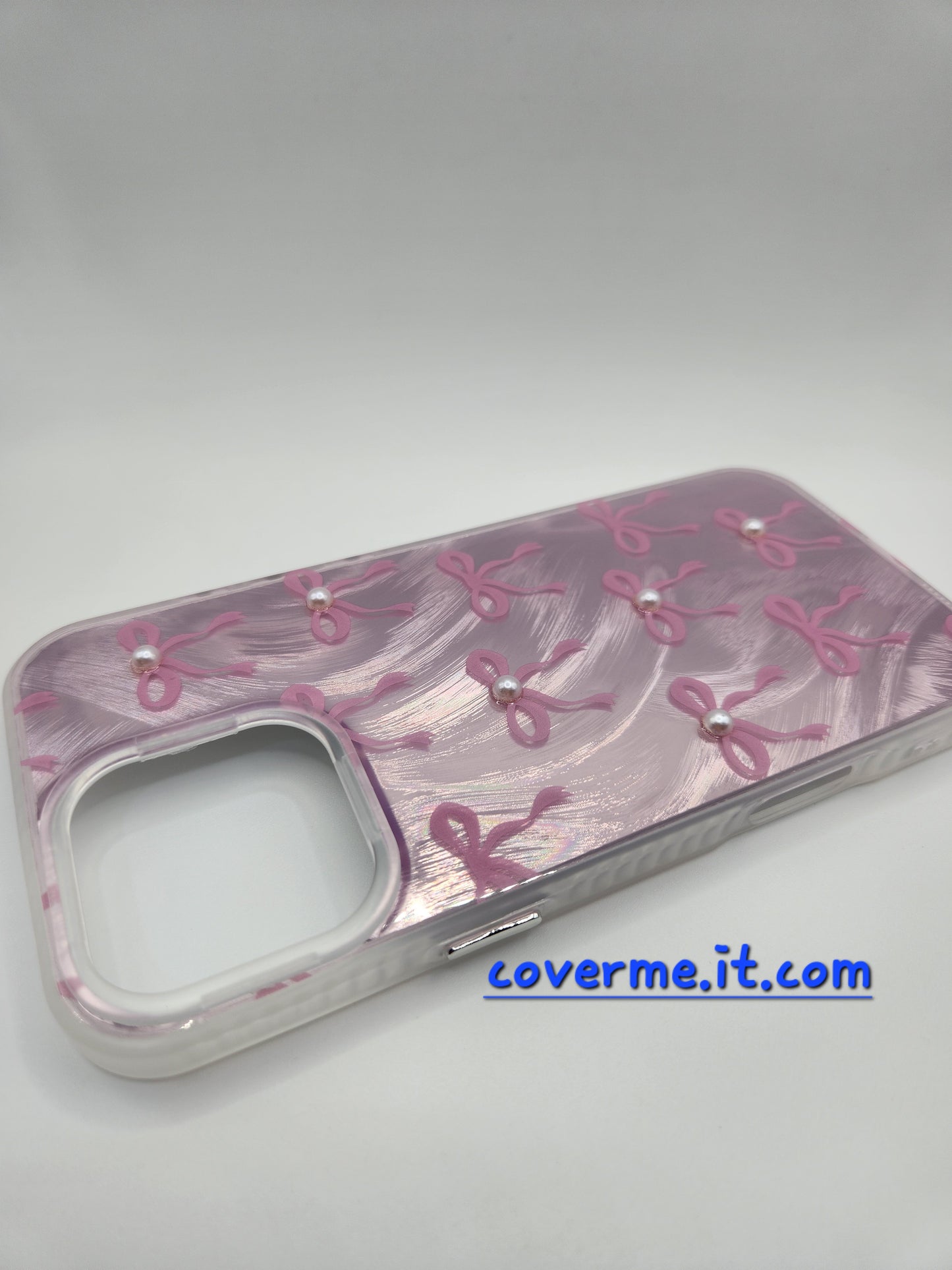 🩷Coque iPhone Féminine Élégante – Design Rubans & Perles, Style Brillant Compatible iphone 16 pro max