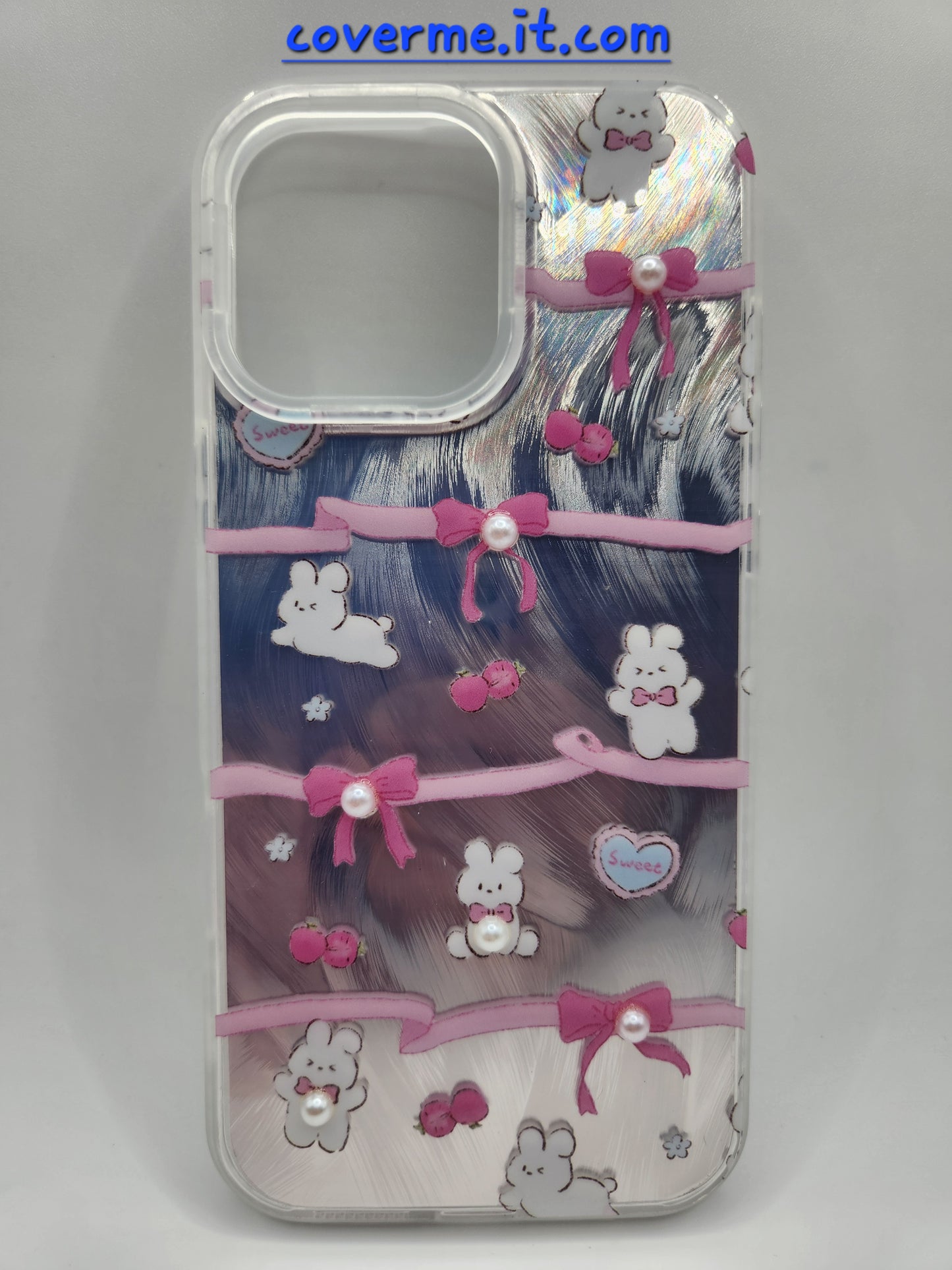 🩷Coque iPhone Féminine Élégante – Design Rubans & Perles, Style Brillant Compatible iphone 16 pro max iphone 14 pro max