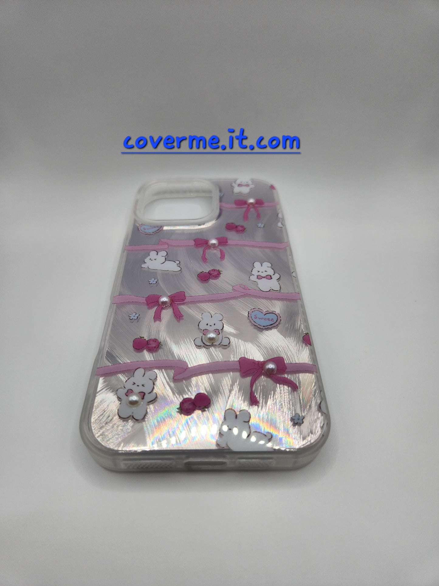 🩷Coque iPhone Féminine Élégante – Design Rubans & Perles, Style Brillant Compatible iphone 16 pro max iphone 14 pro max