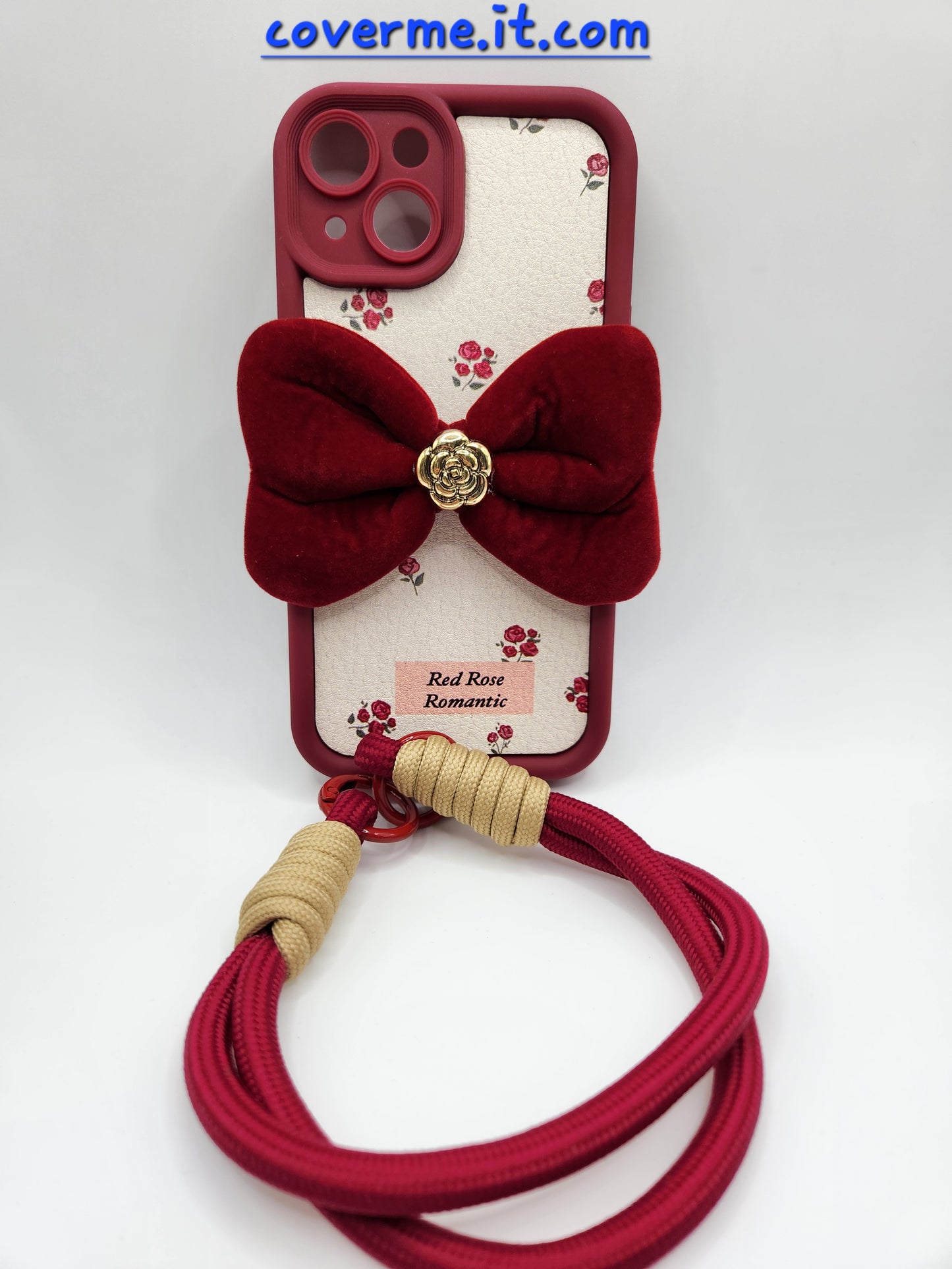 🌹Coque iPhone « Red Rose Romantic » – Élégance florale avec nœud en velours et lanière chic compatible iphone 16 pro max iphone 15 pro max iphone 14 pro max iphone 13 pro max iphone 13 /14 normal