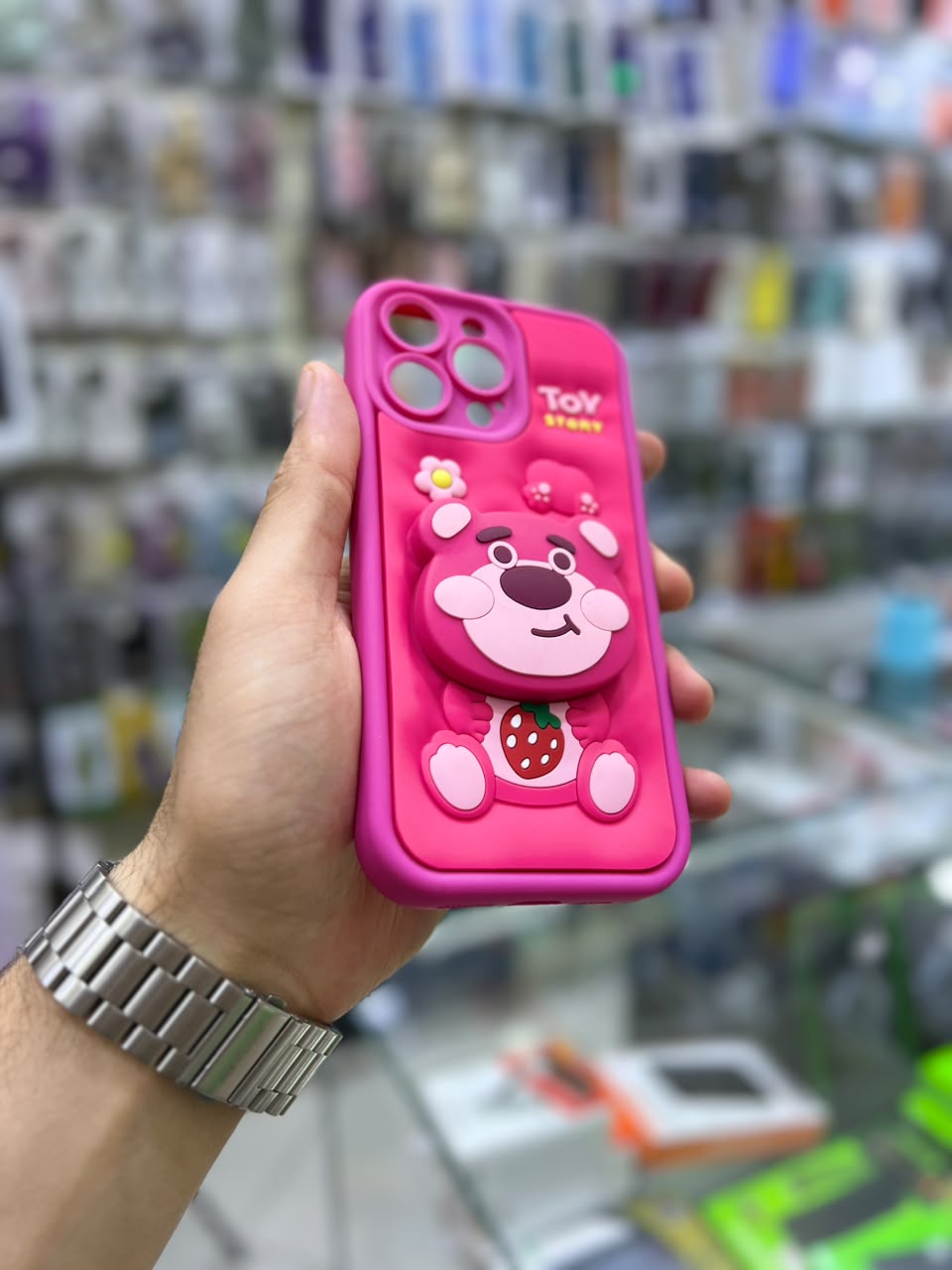 بوشيط سيليكون ثلاثي الأبعاد مع حامل مدمج  حماية وأناقة(IPHONE 14 PRO MAX)