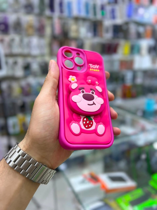 بوشيط سيليكون ثلاثي الأبعاد مع حامل مدمج  حماية وأناقة(IPHONE 14 PRO MAX)