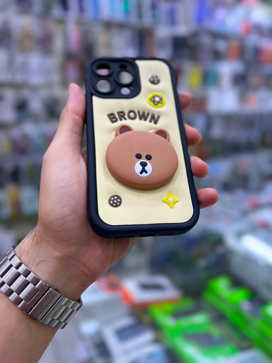 بوشيط سيليكون ثلاثي الأبعاد مع حامل مدمج  حماية وأناقة(IPHONE 15 PRO MAX)