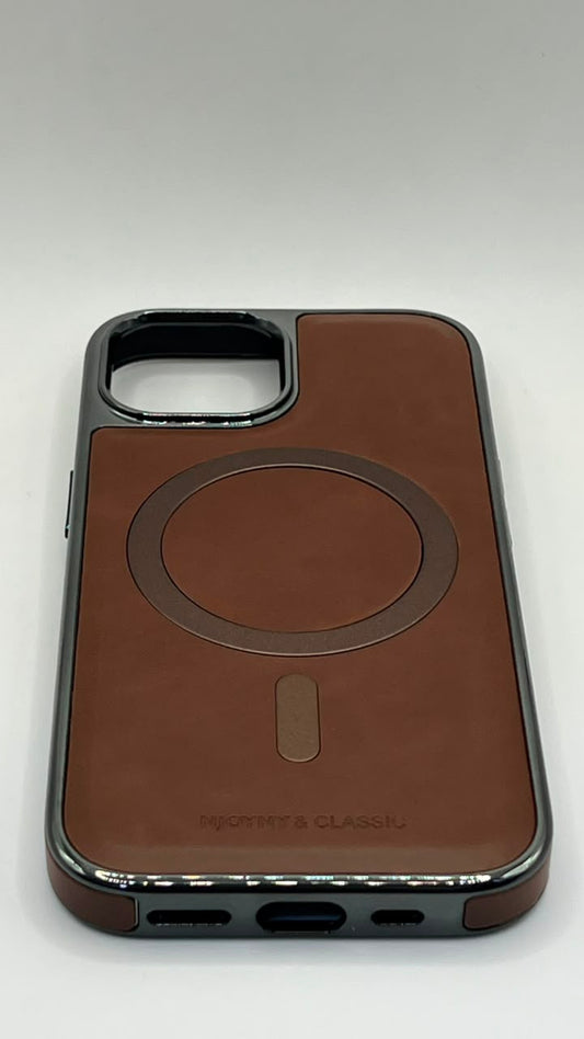 بوشيط جلد طبيعي فاخر للآيفون  تصميم أنيق وحماية متكاملة(IPHONE 13/14/15 NORMAL)