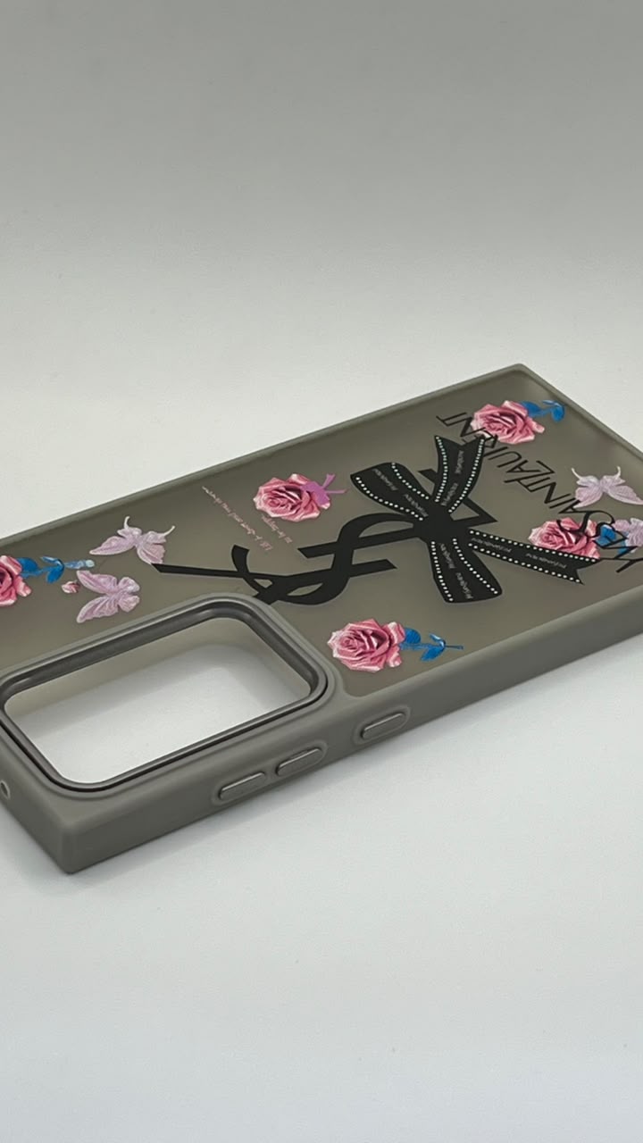 بوشيط فاخر بتصميم الورود والفراشات حماية أنيقة للهاتف(SAMSUNG S24 ULTRA)