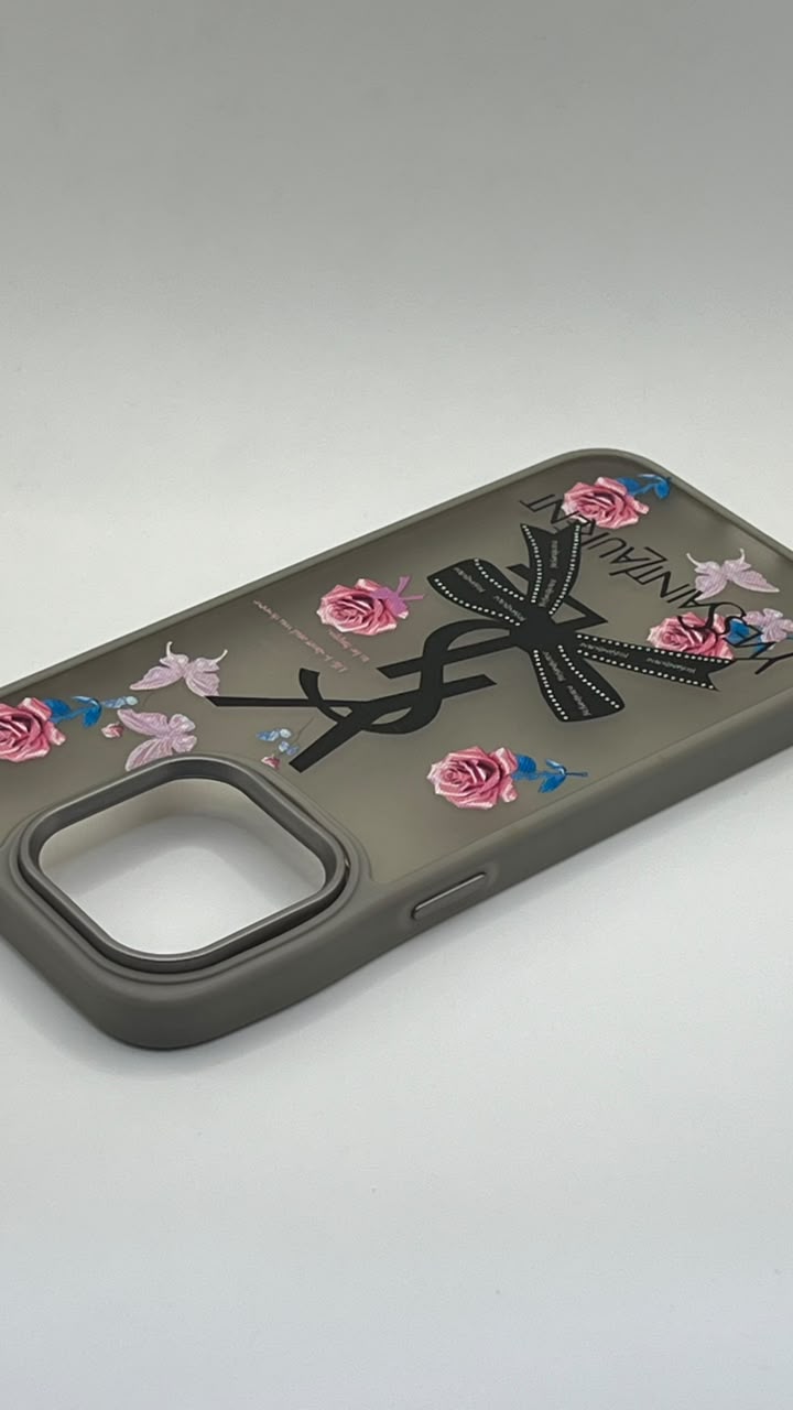 بوشيط فاخر بتصميم الورود والفراشات حماية أنيقة للهاتف(IPHONE 15 PRO MAX)