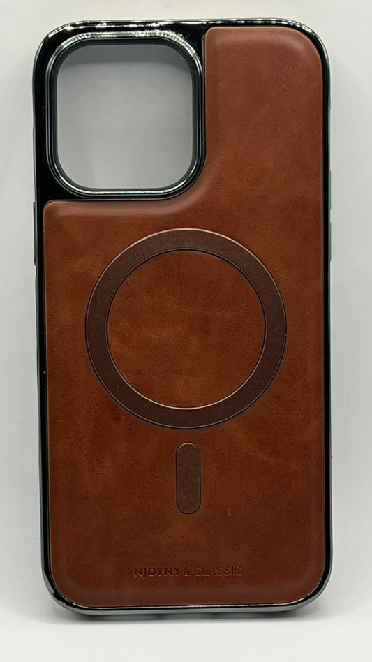 بوشيط جلد طبيعي فاخر للآيفون  تصميم أنيق وحماية متكاملة(IPHONE 14 PRO MAX)
