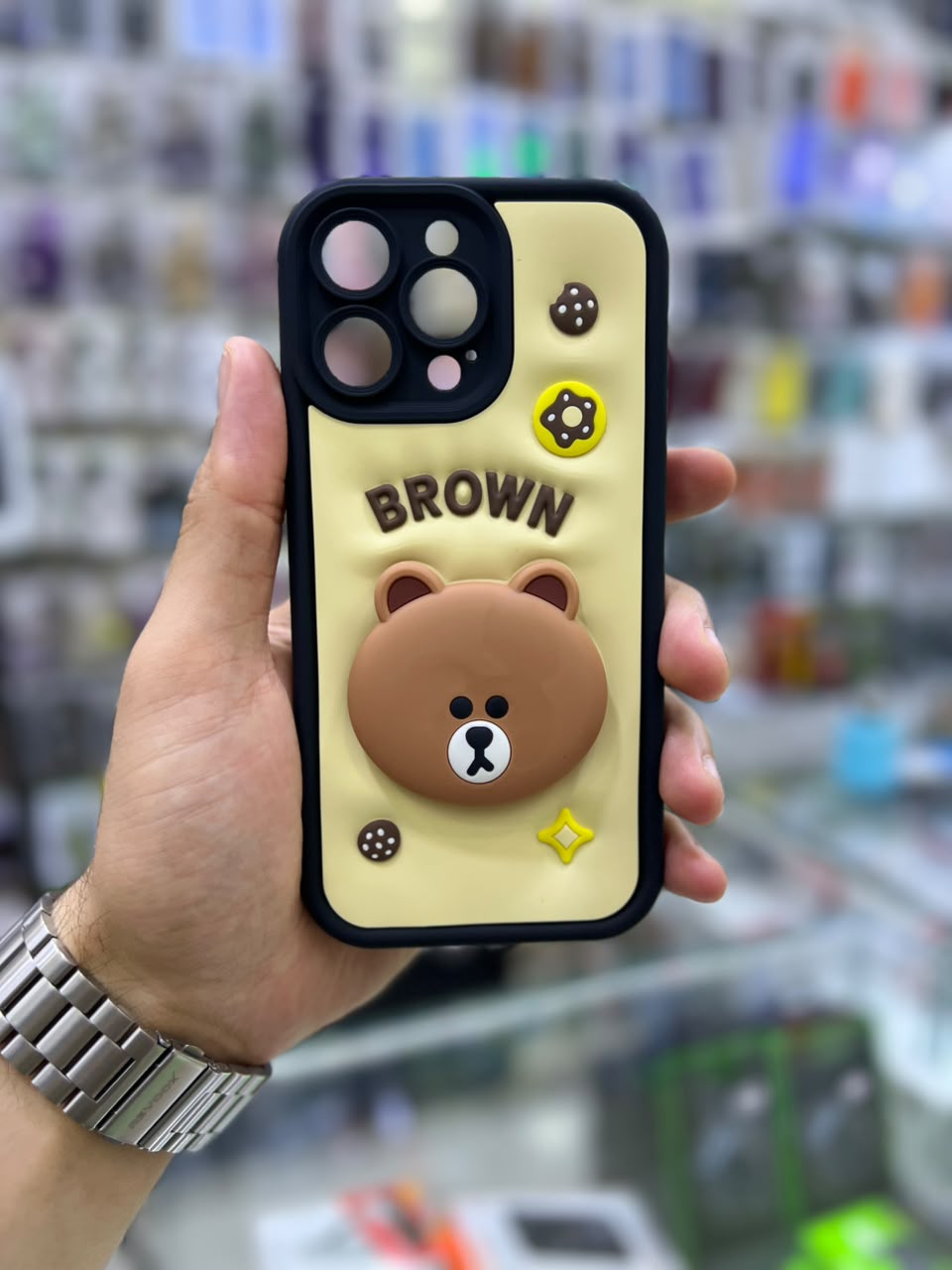 بوشيط سيليكون ثلاثي الأبعاد مع حامل مدمج  حماية وأناقة(IPHONE 14 PRO MAX)