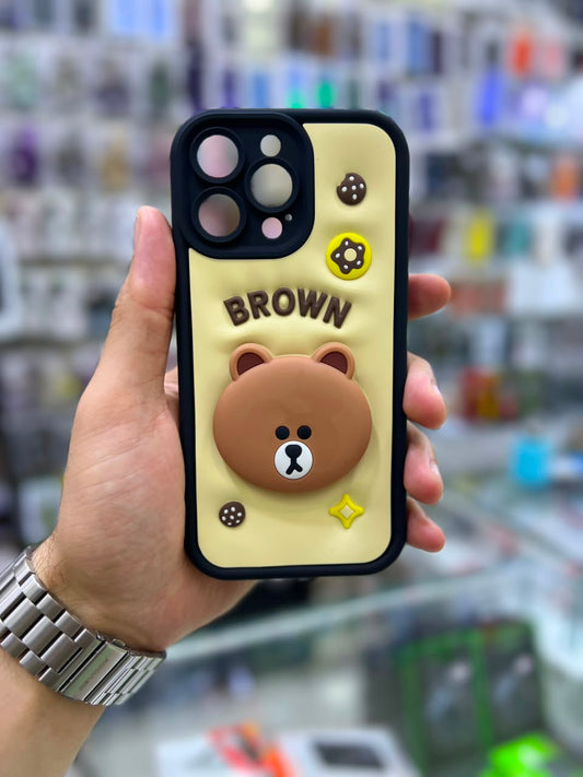 بوشيط سيليكون ثلاثي الأبعاد مع حامل مدمج  حماية وأناقة(IPHONE 14 PRO MAX)