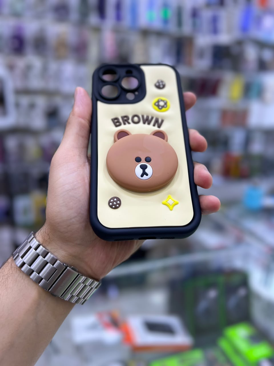 بوشيط سيليكون ثلاثي الأبعاد مع حامل مدمج  حماية وأناقة(IPHONE 14 PRO MAX)