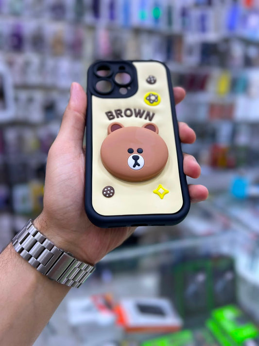 بوشيط سيليكون ثلاثي الأبعاد مع حامل مدمج  حماية وأناقة(IPHONE 14 PRO MAX)